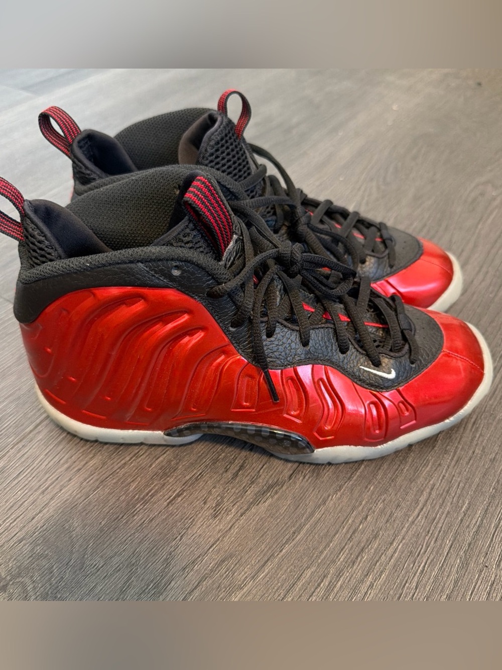 Nike Kids Red and Black Foamposite-Style Sneakers